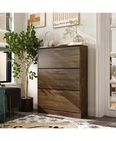 Homsee White Wooden Shoe Storage Cabinet,Fashion Shoes Cabinet with 3-Drawers