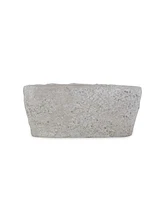 9" Gray Speckle Glaze Cement Indoor Outdoor Oval Pot Planter