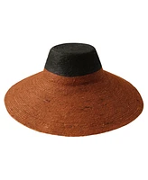 Riri Duo Jute Handwoven Straw Hat In Burnt Sienna & Black