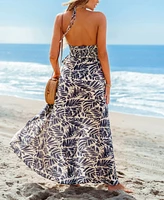 Cupshe Women's Tropical Escape Black Maxi Beach Dress