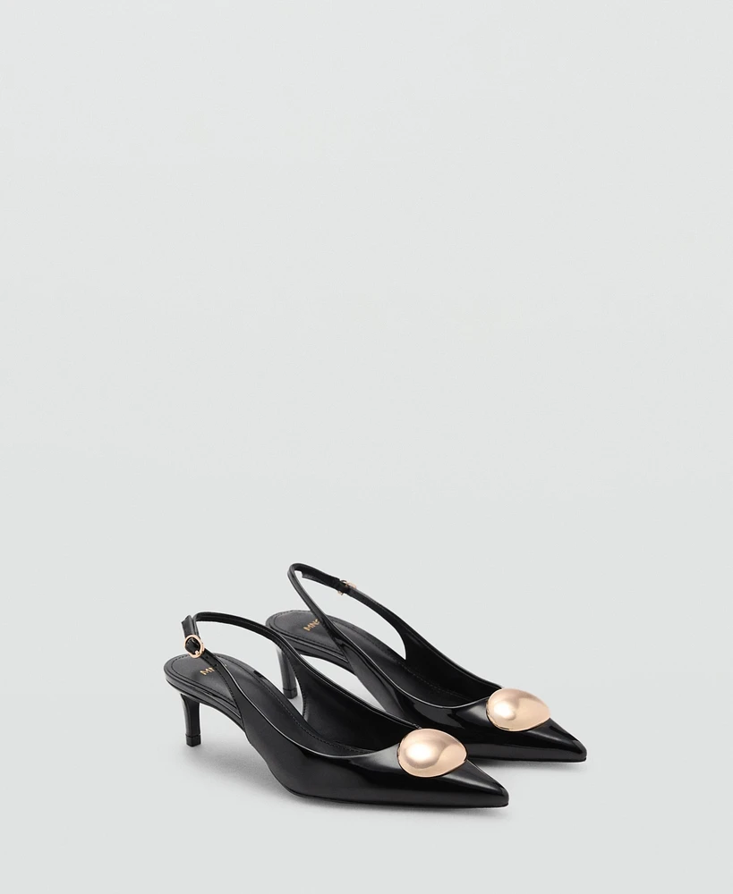 Mango Women's Metallic Detail Kitten-Heel Shoes