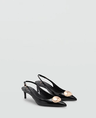 Mango Women's Metallic Detail Kitten-Heel Shoes