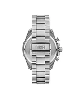 Diesel Men's Mega Chief Slim Quartz Chronograph Silver Stainless Steel Watch, 48mm