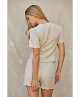 Crescent Women's Gordina Tie Front Linen Top