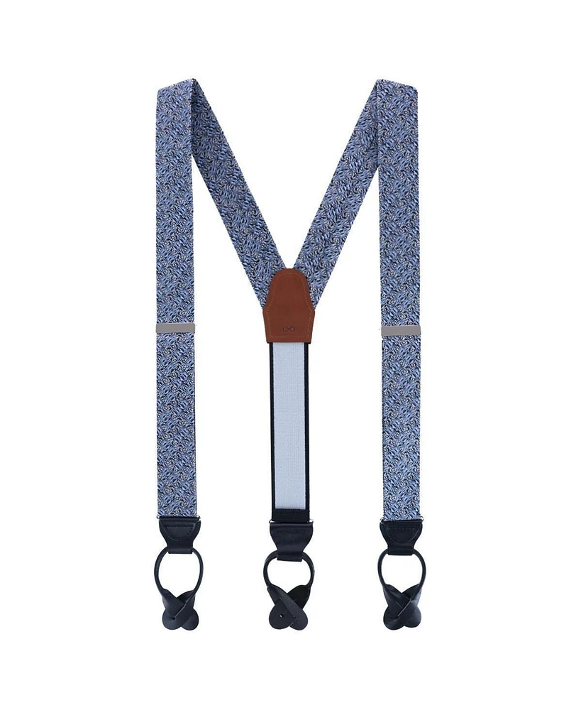 Trafalgar Men's Benito's Blue Basketweave Pattern Silk Novelty Button End Suspenders