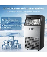 Cowsar 100lbs Commercial Ice Maker, 33lbs Bin, Stainless Steel, Under Counter/Freestanding
