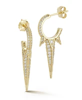 Rachel Zoe 14K Gold Plated Sterling Silver Pave Elongated Spike Hoop Earrings