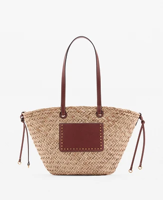 Mango Women's Natural Fiber Double Handle Shoulder Bag