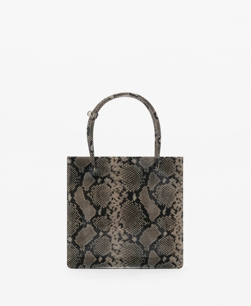 Mango Women's Animal Print Double Handle Handbag