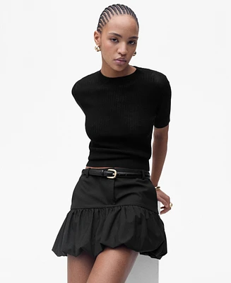 Mango Women's Short-Sleeved Openwork Knitted Sweater