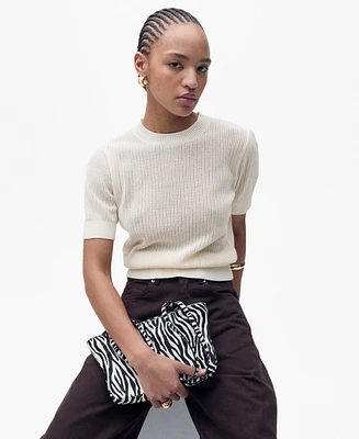 Mango Women's Short-Sleeved Openwork Knitted Sweater