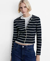 Mango Women's Stripped Knit Cardigan Sweater