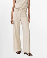 Mango Women's Elastic Waist Wide Leg Trousers