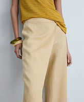 Mango Women's Linen Crossover Pants