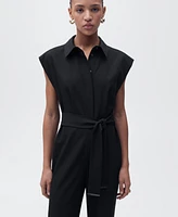 Mango Women's Straight-Fit Belt Jumpsuit