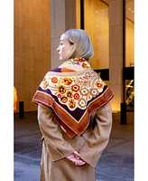 Jessie Zhao New York Double Sided Wool Silk Scarf Of Leopards With Floral Fountain