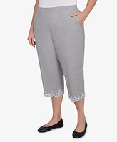 Alfred Dunner Plus Crystal Springs Eyelet Embroidered Capri Pants