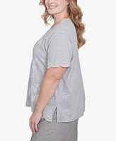 Alfred Dunner Plus Crystal Springs Crew Neck Top