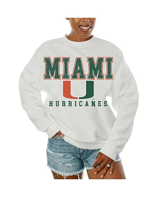 Gameday Couture Women's White Miami Hurricanes Freestyle Fleece Pullover Sweatshirt