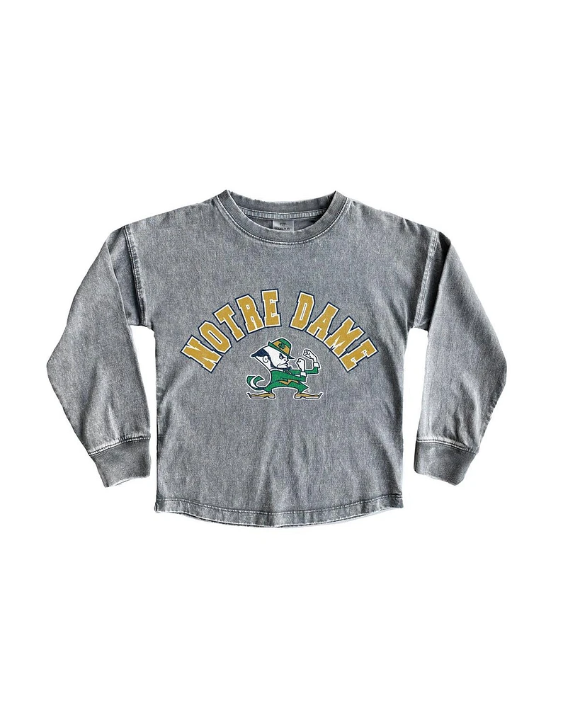 Gameday Couture Big Girls Gray Notre Dame Fighting Irish Faded Wash Pullover Top