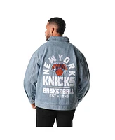 The Wild Collective Men's and Women's Blue New York Knicks Coaches Full-Zip Denim Jacket