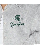 Gameday Couture Women's Ash Michigan State Spartans Foundation Full-Button Long Sleeve Overshirt Top