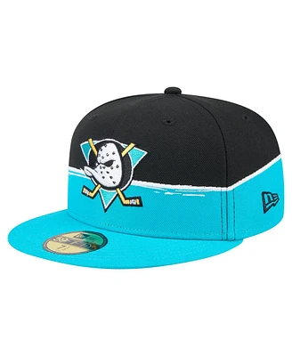 New Era Men's Teal/Black Anaheim Ducks Vintage Color Dip 59FIFTY Fitted Hat
