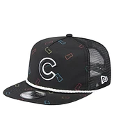 New Era Men's Black Chicago Cubs Gummy Golfer Trucker Adjustable Hat