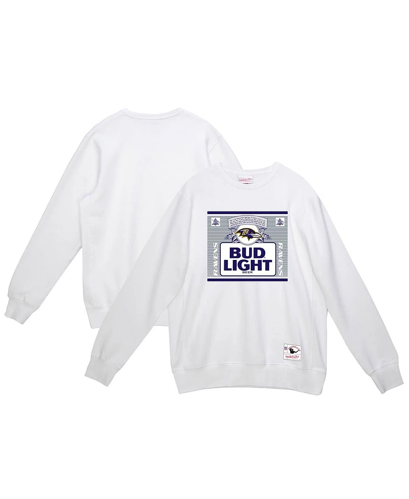 Mitchell & Ness Men's Light White Baltimore Ravens The Crest Pullover Sweatshirt