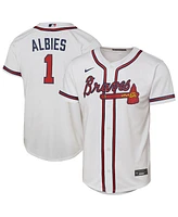 Nike Big Boys and Girls Ozzie Albies White Atlanta Braves Home Replica Player Jersey