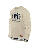 New Era Men's Cream York Yankees Throwback Pullover Sweatshirt