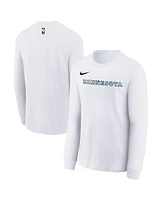 Nike Big Boys and Girls White Minnesota Timberwolves 2024/25 City Edition Wordmark Performance Long Sleeve T-Shirt