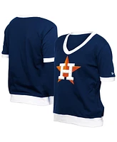 New Era Women's Navy Houston Astros Game Day Rhinestone V-Neck T-Shirt