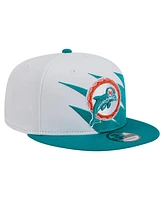 New Era Men's Aqua Miami Dolphins Throwback Jagged 9FiFTY Snapback Hat