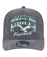 New Era Men's Black Philadelphia Eagles Throwback Washed A-Frame 9FIFTY Snapback Hat