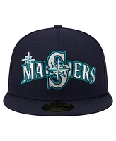 New Era Men's Navy Seattle Mariners Overlap 59FIFTY Fitted Hat