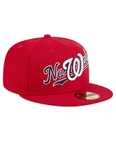 New Era Men's Red Washington Nationals Overlap 59FIFTY Fitted Hat