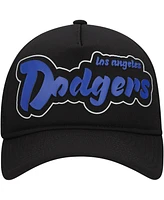 New Era Men's Black Los Angeles Dodgers Retro Bold A-Frame Trucker 9FORTY Adjustable Hat