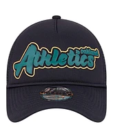 New Era Men's Black Oakland Athletics Retro Bold A-Frame Trucker 9FORTY Adjustable Hat
