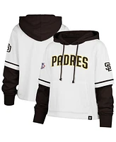 '47 Brand Women's White San Diego Padres Trifecta Shortstop Cropped Pullover Hoodie