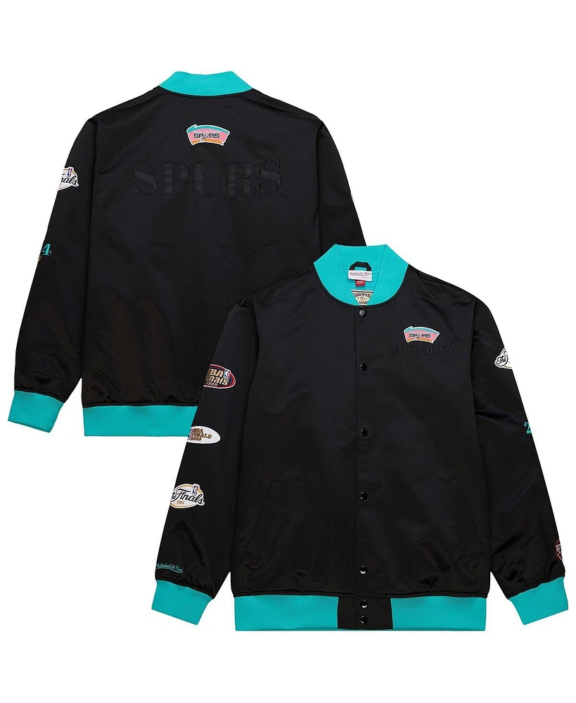 Mitchell & Ness Men's Black San Antonio Spurs Hardwood Classics Team Og 3.0 Lightweight Satin Full-Snap Jacket