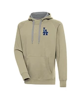 Antigua Men's Khaki Los Angeles Dodgers Victory Pullover Hoodie