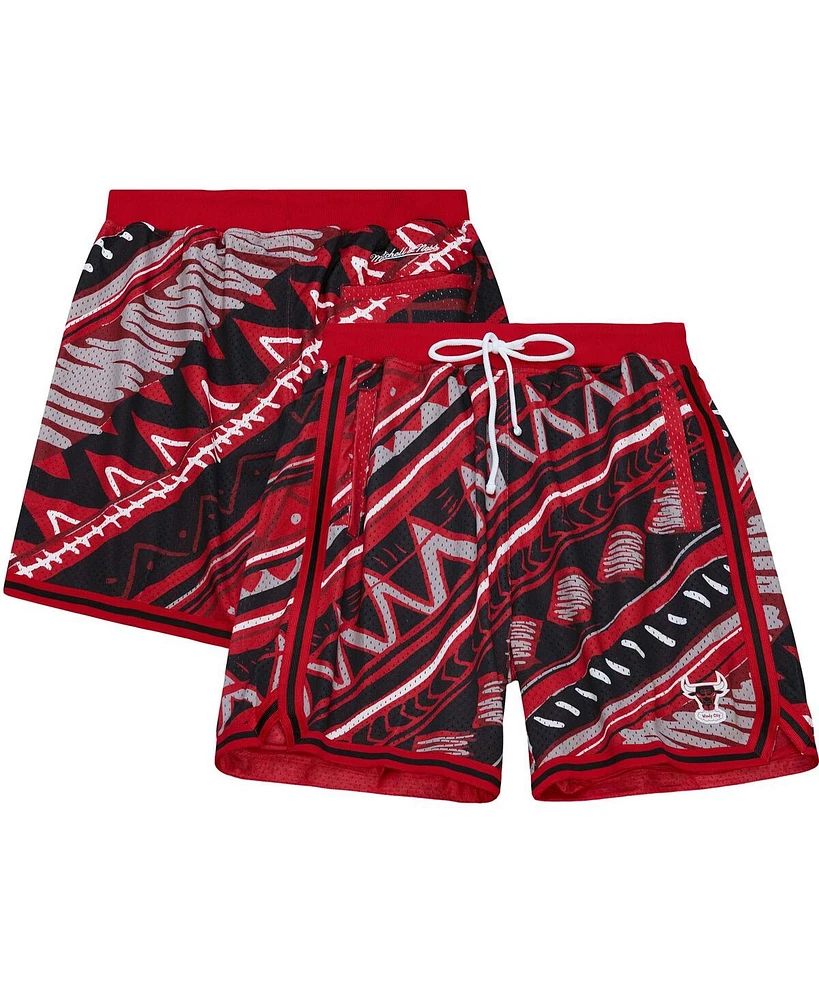 Mitchell & Ness Men's Red Chicago Bulls Game Day Pattern Shorts