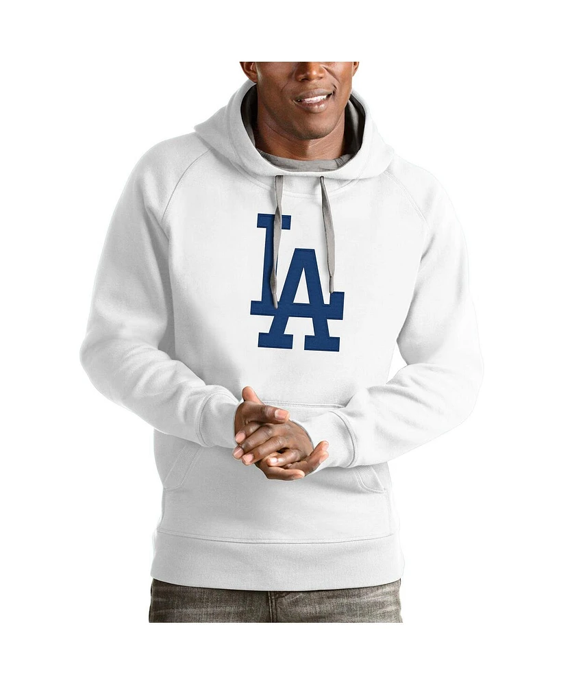 Antigua Men's White Los Angeles Dodgers Victory Pullover Team Logo Hoodie