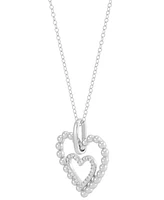 Diamond Double Heart Pendant Necklace (1/10 ct. t.w.) in Sterling Silver, 16" + 2" extender