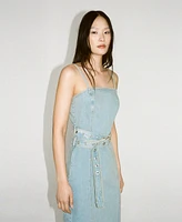 Mango Women's Denim Belt Dress
