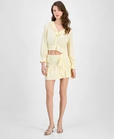 Guess Women's Long-Sleeve Button-Front Shaelo Top