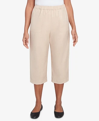 Alfred Dunner Women's Catalina Island Patch Pocket Elastic Waistband Capri Pants