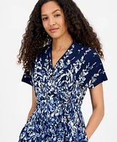 Sandra Darren Petite Printed Cropped Flutter-Sleeve Jumpsuit