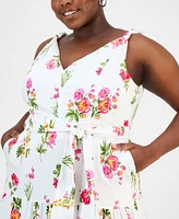 Taylor Plus Floral V-Neck Sleeveless Maxi Dress